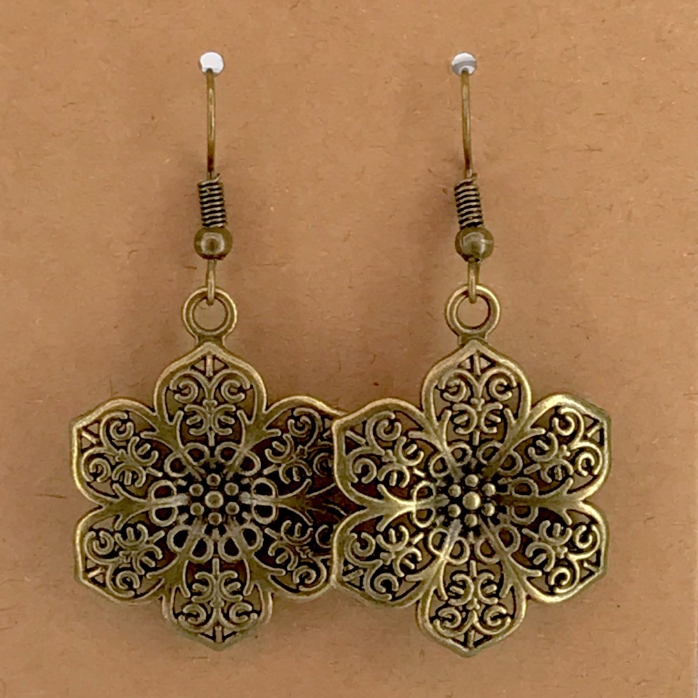 Elegant Floral Bronze Earrings Fashion Earrings - Picture 3 of 3